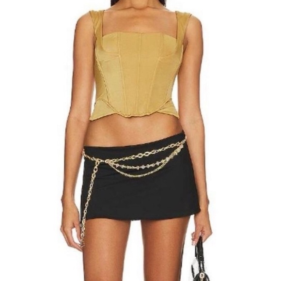 NWT $128 FREE PEOPLE x HAH Knock Out Corset boudoir Top Size Small Shroom Gold S - Picture 3 of 14